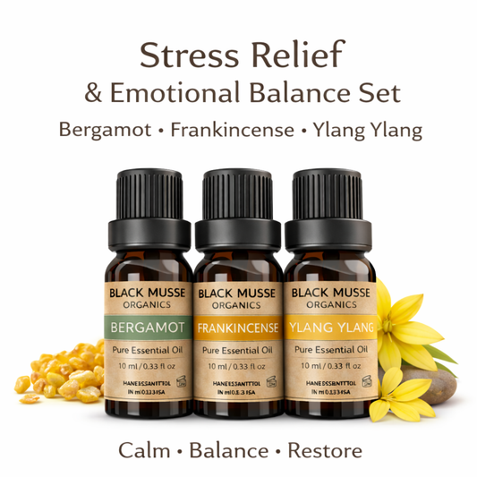 Stress Relief & Balance Essential Oil Set | Bergamot Frankincense Ylang | 3×10ml
