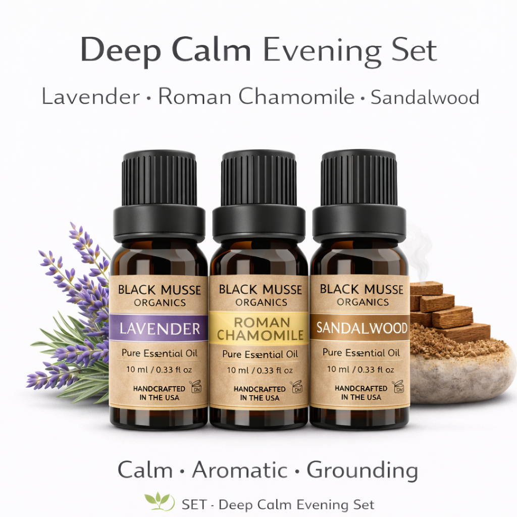 Deep Calm Essential Oil Set | Sandalwood Lavender Chamomile | 3×10 ml