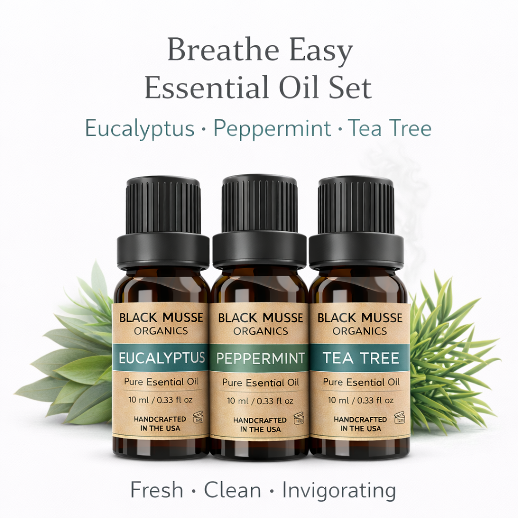 Breathe Easy Essential Oil Set | Eucalyptus Peppermint Tea Tree | 3×10 ml
