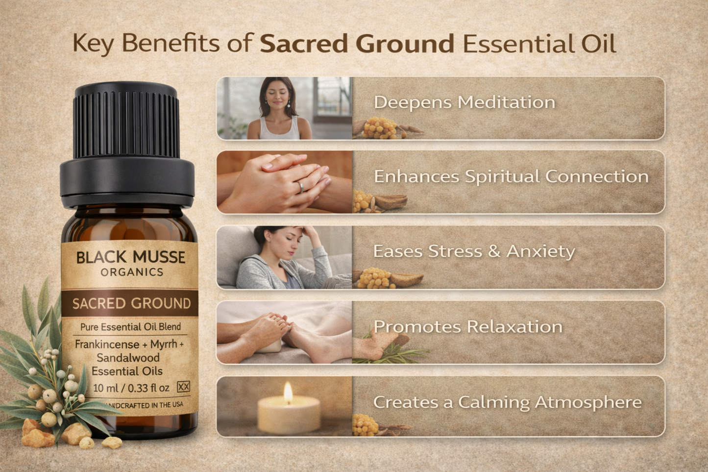 Sacred Ground Essential Oil Blend - 100% Pure Premium Grade, Undiluted Natural Therapeutic