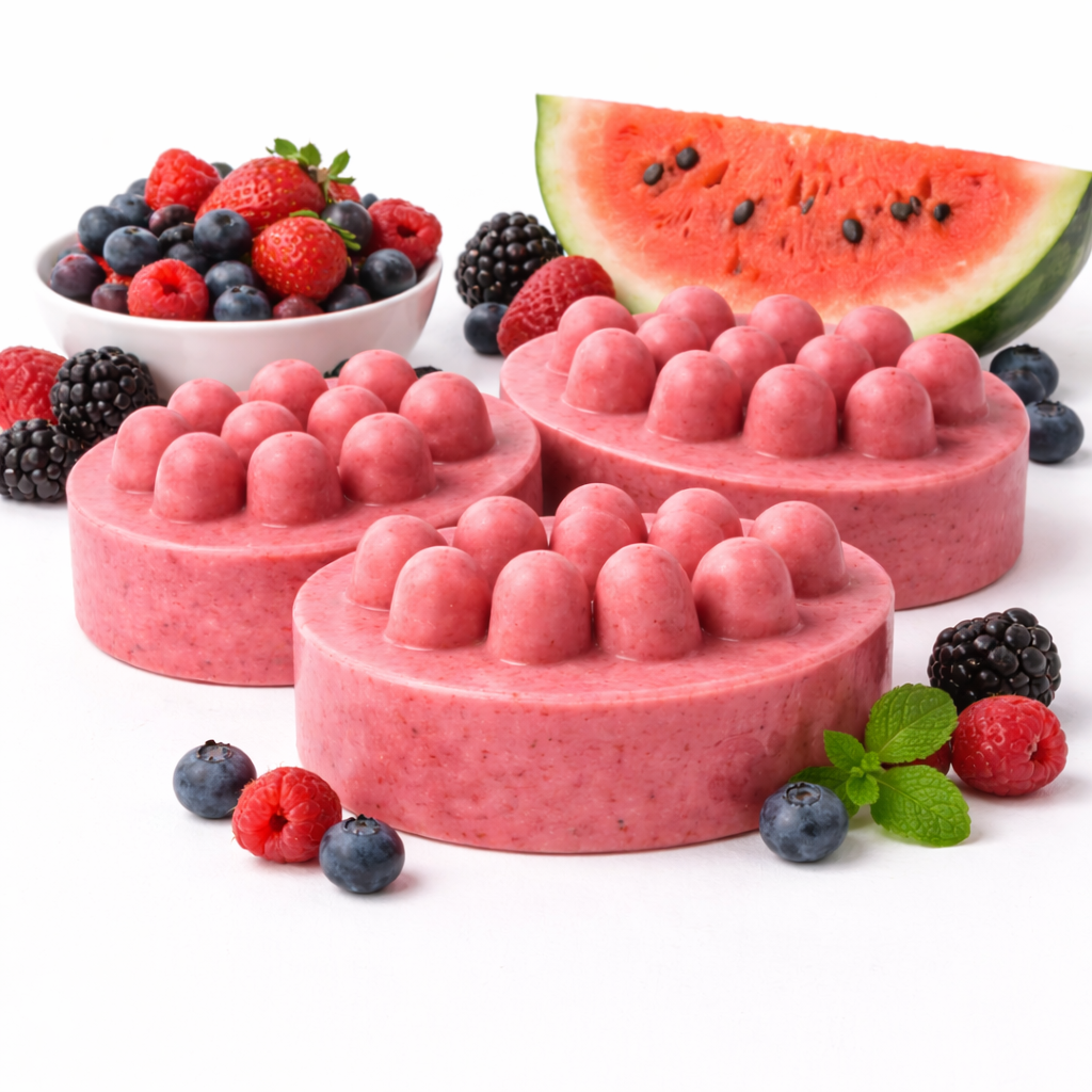 Berry & Watermelon Shea Butter Handcrafted Soap Bars - Set of 3 (12 oz)
