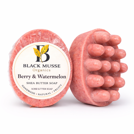 Berry & Watermelon Shea Butter Handcrafted Soap Bars - Set of 3 (12 oz)