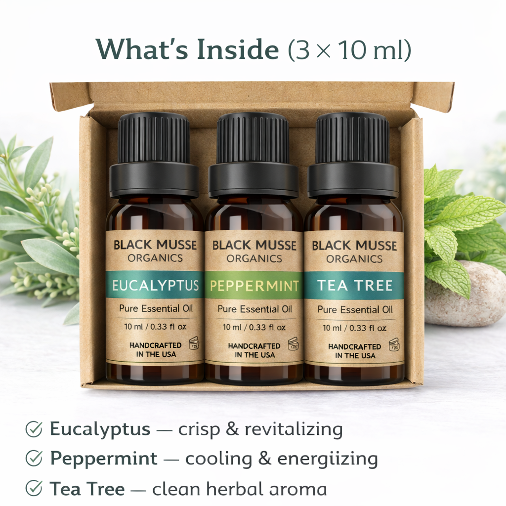 Breathe Easy Essential Oil Set | Eucalyptus Peppermint Tea Tree | 3×10 ml
