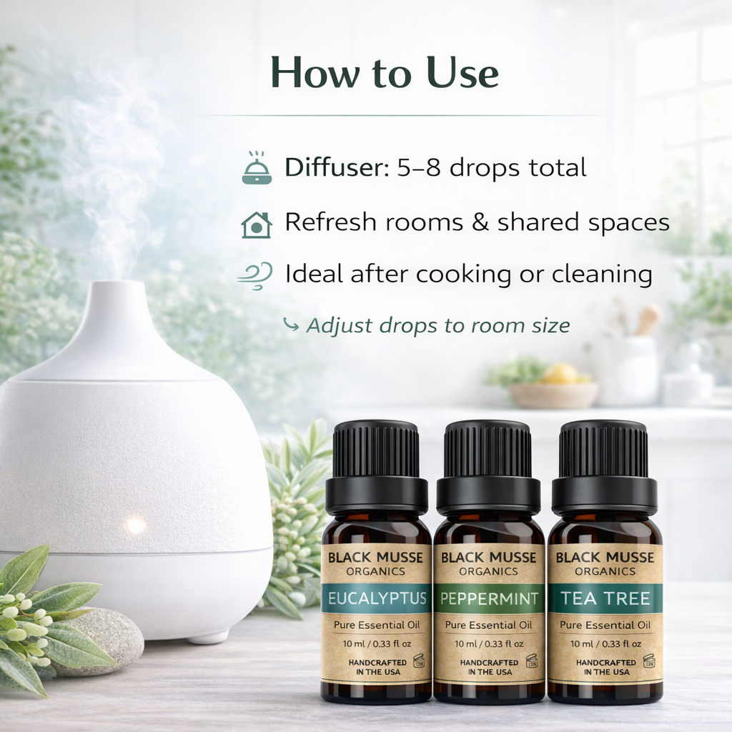 Breathe Easy Essential Oil Set | Eucalyptus Peppermint Tea Tree | 3×10 ml