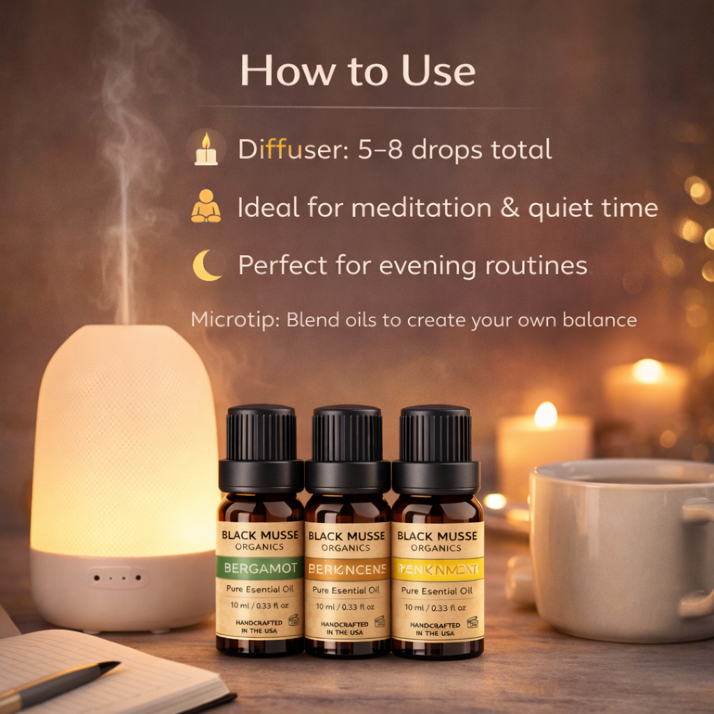 Stress Relief & Balance Essential Oil Set | Bergamot Frankincense Ylang | 3×10ml