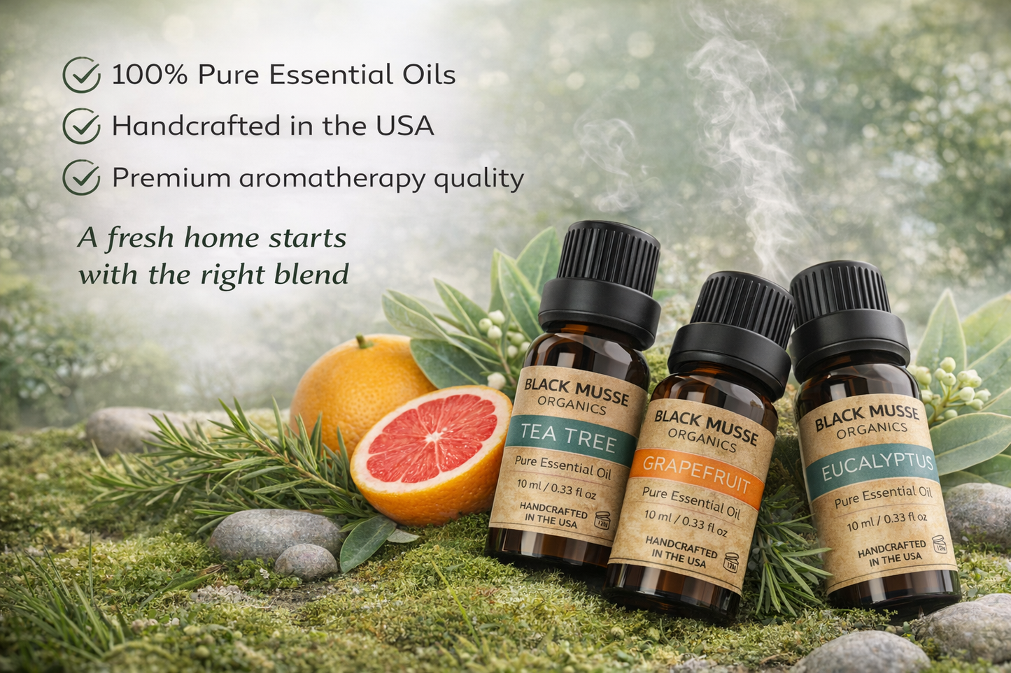 Immune Defense Aroma & Clean Home Set | Tea Tree Grapefruit Eucalyptus | 3×10 ml