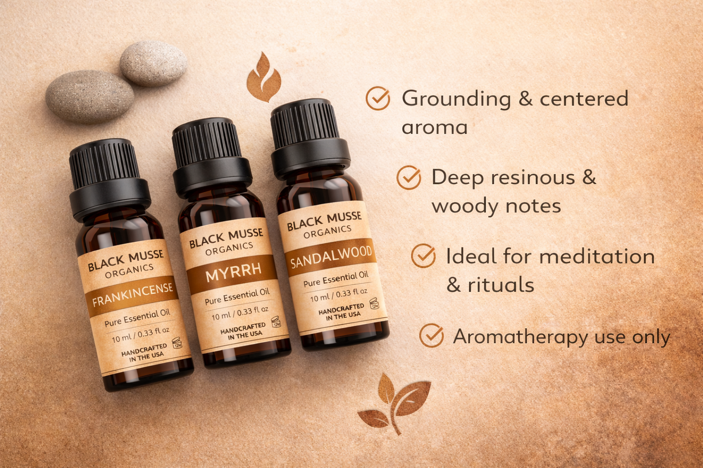Grounding Ritual Essential Oil Set | Frankincense Myrrh Sandalwood | 3×10 ml