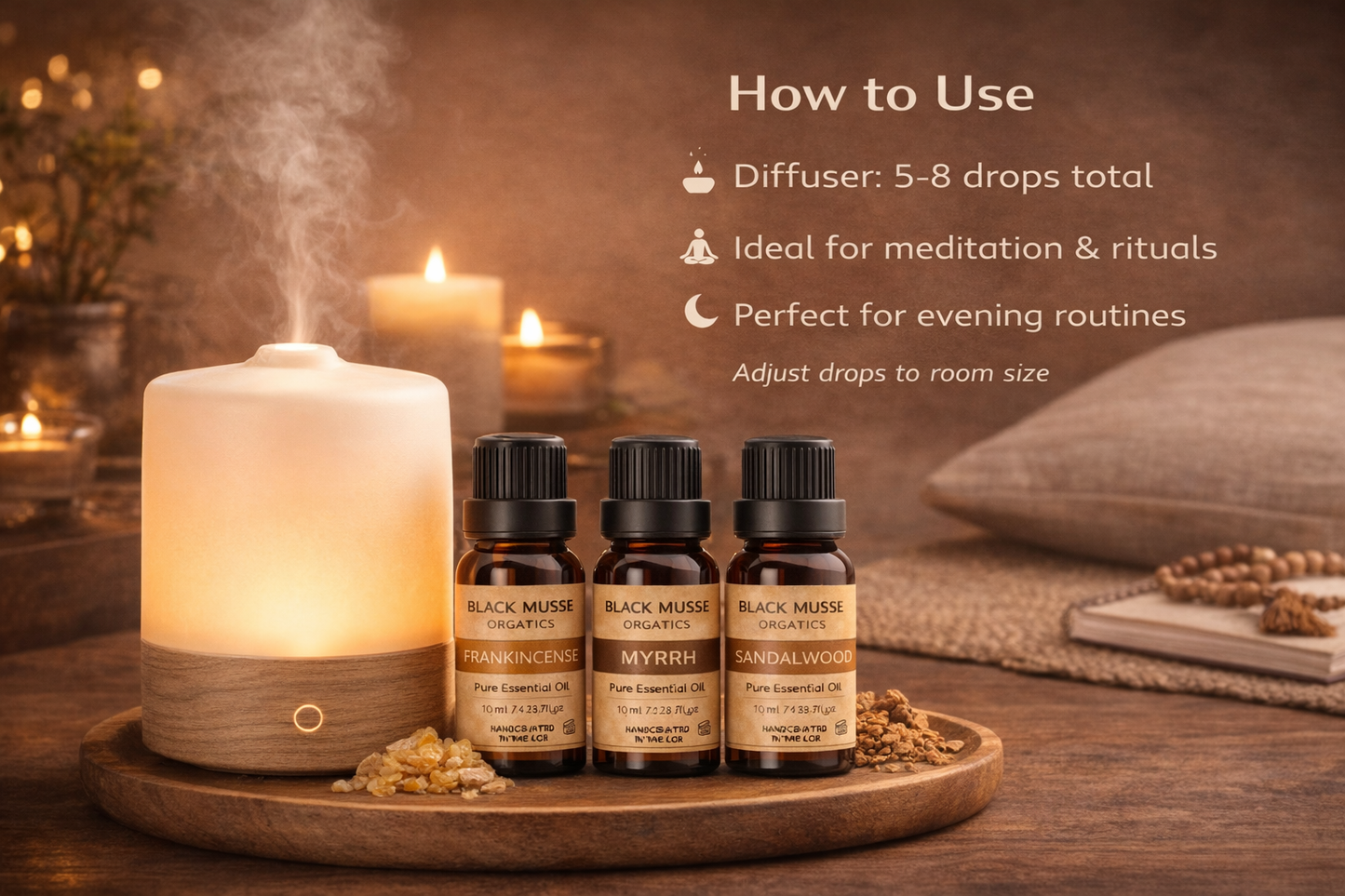 Grounding Ritual Essential Oil Set | Frankincense Myrrh Sandalwood | 3×10 ml
