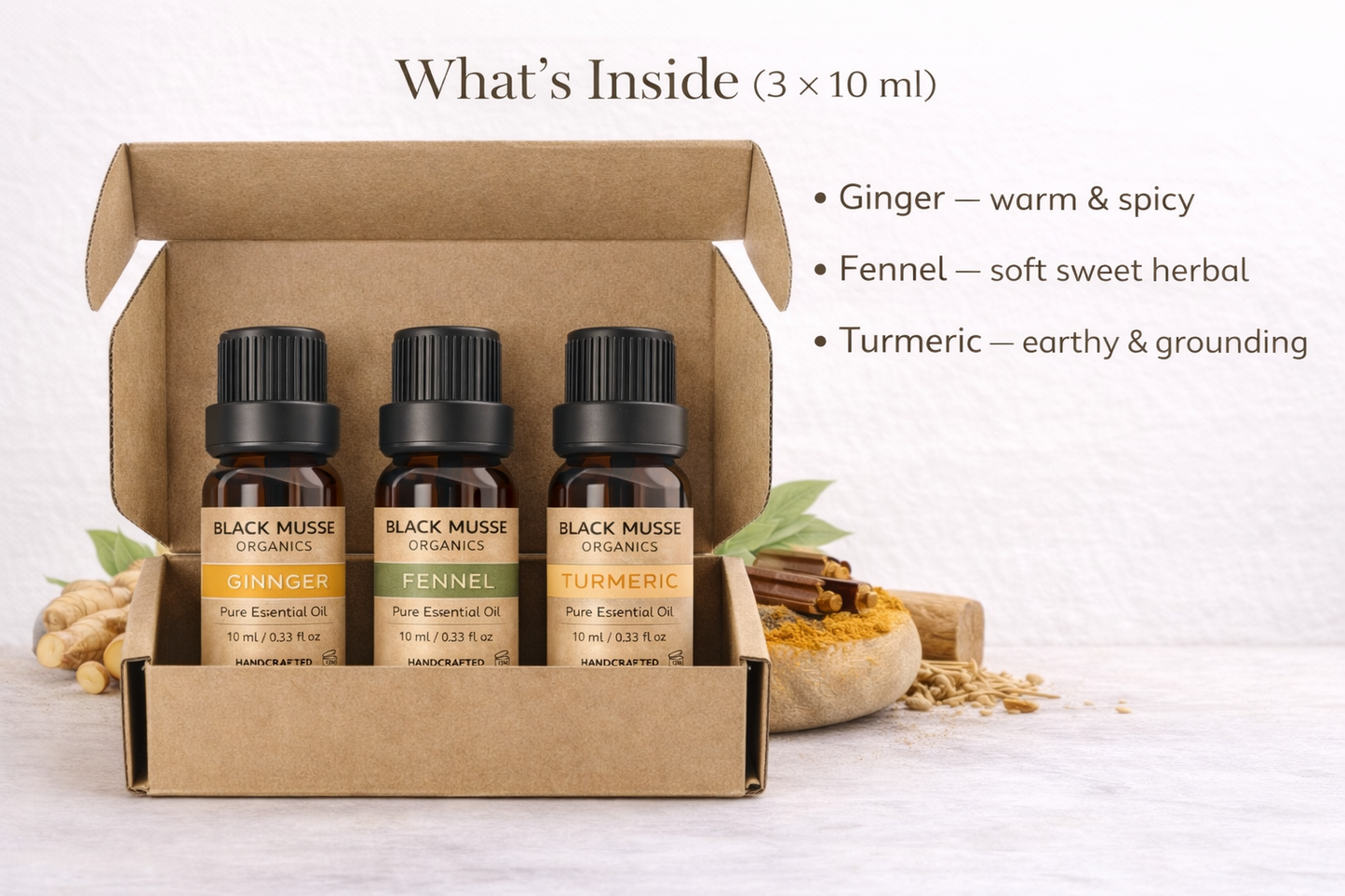 Warm Balance Essential Oil Set | Ginger Fennel Turmeric | 3×10 ml - Warm Aromas