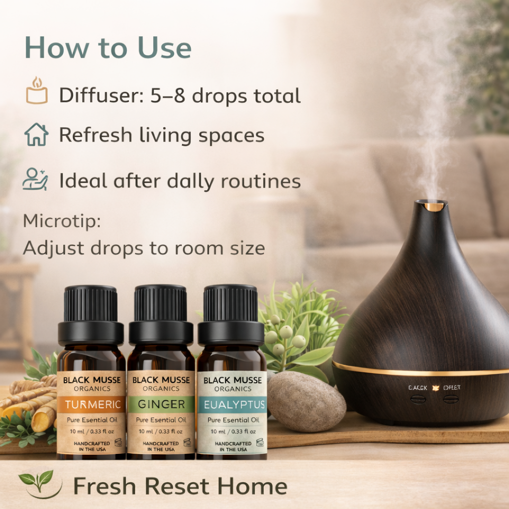 Fresh Reset Essential Oil Set | Turmeric Ginger Eucalyptus | 3×10 ml
