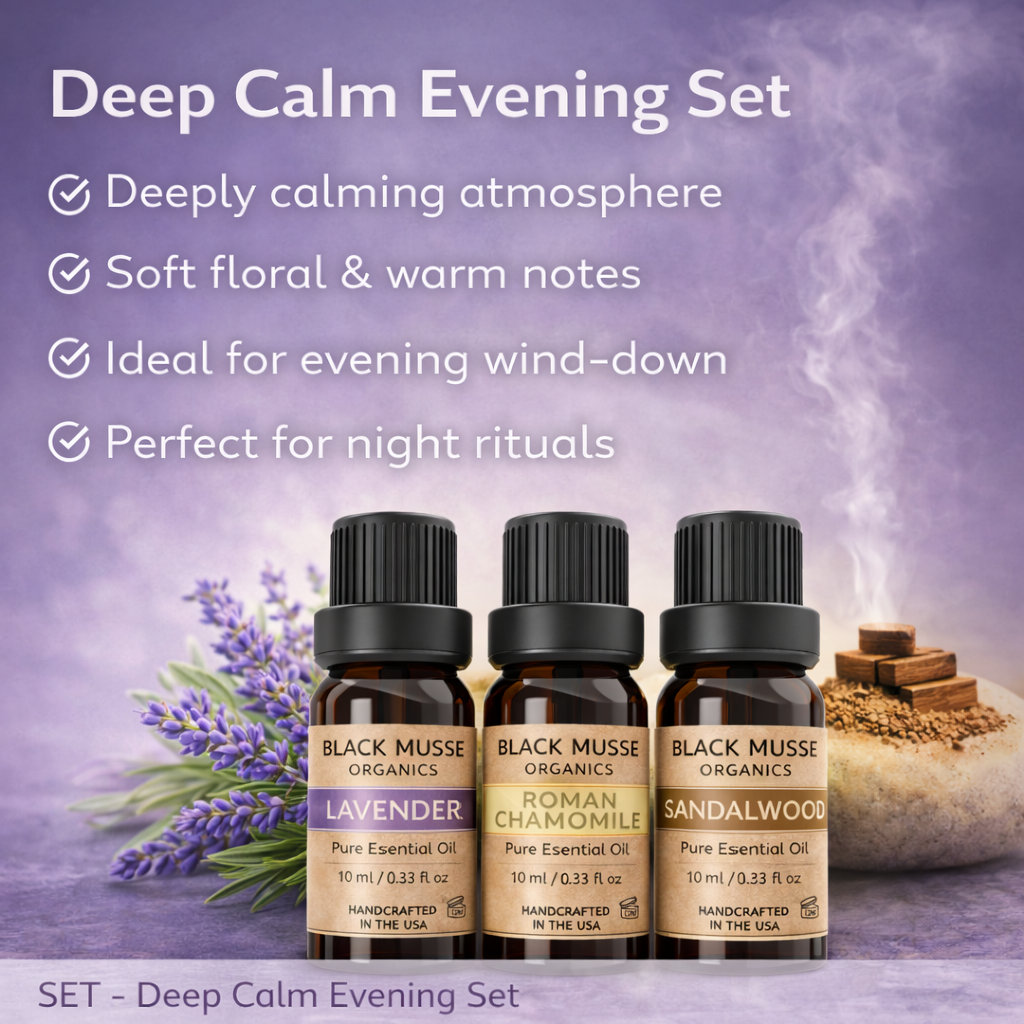 Deep Calm Essential Oil Set | Sandalwood Lavender Chamomile | 3×10 ml