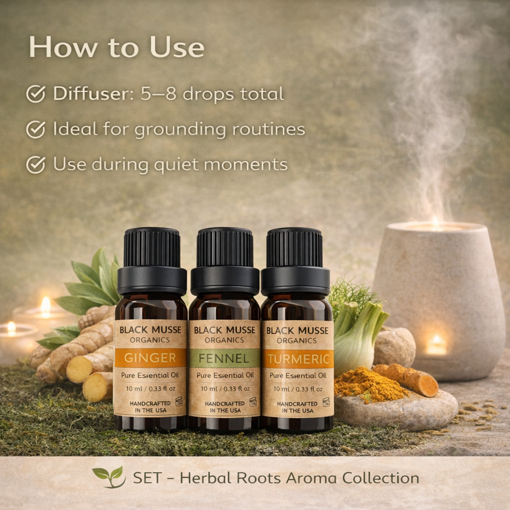 Herbal Roots Essential Oil Set | Ginger Fennel Turmeric | 3×10 ml - Warm & Earthy