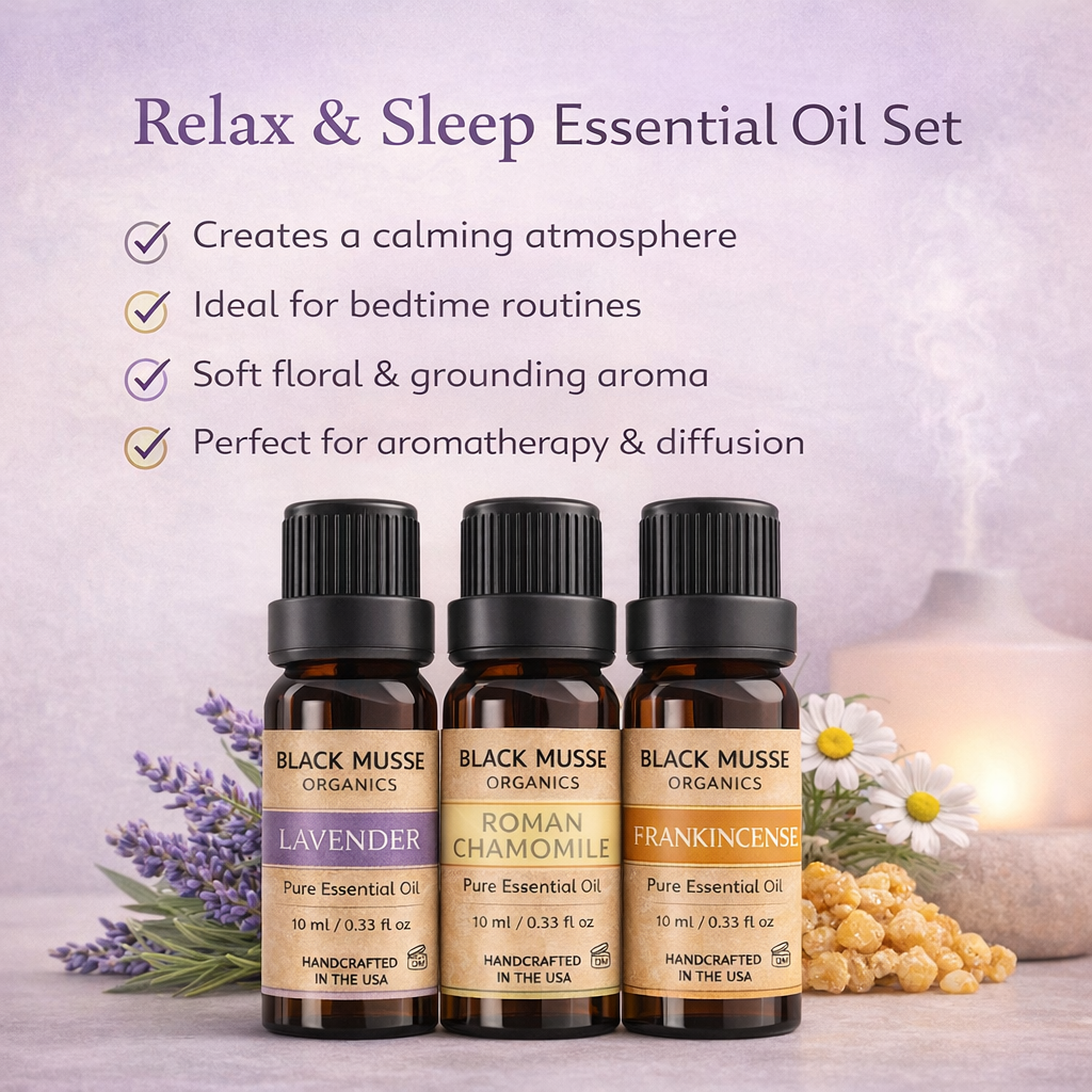 Relax & Sleep Calm Essential Oil Set | Lavender Chamomile Frankincense | 3×10 ml