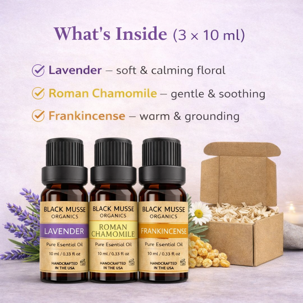 Relax & Sleep Calm Essential Oil Set | Lavender Chamomile Frankincense | 3×10 ml