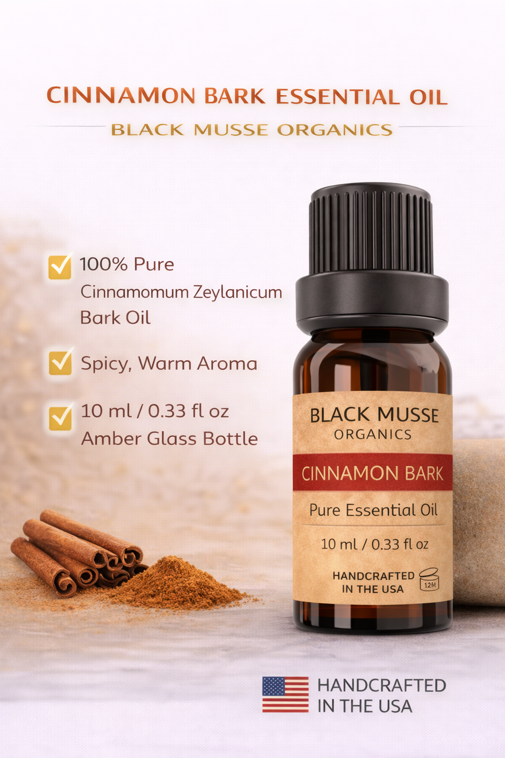 Cinnamon Bark Essential Oil- 100% Pure Premium Grade, Undiluted, Therapeutic