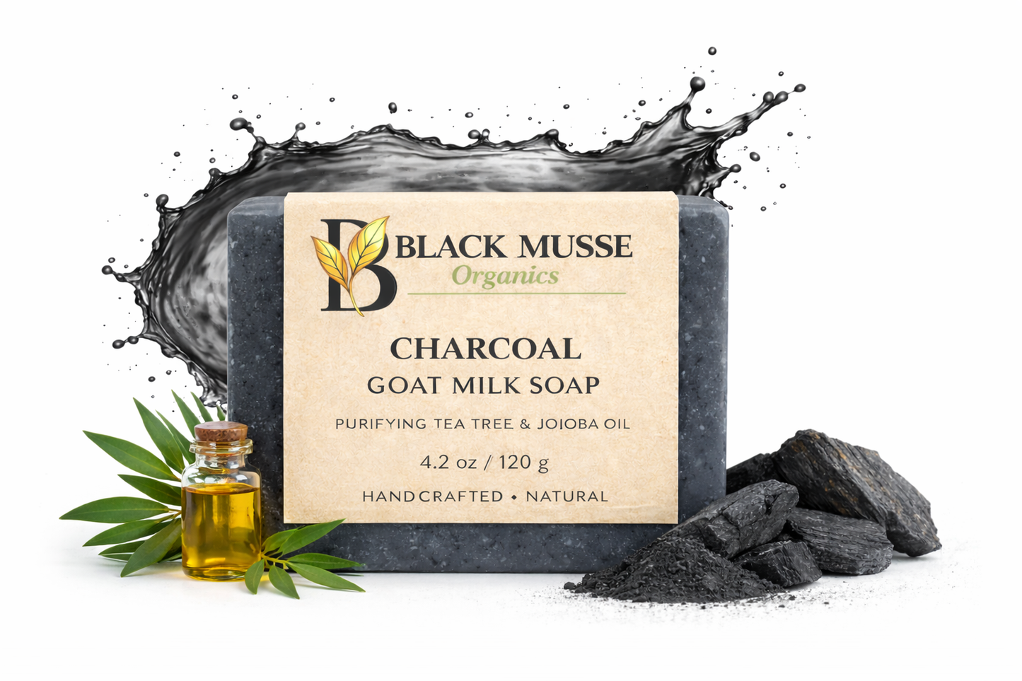 Charcoal Infused Oil Bar – Goat Milk Soap (Pack of 3)