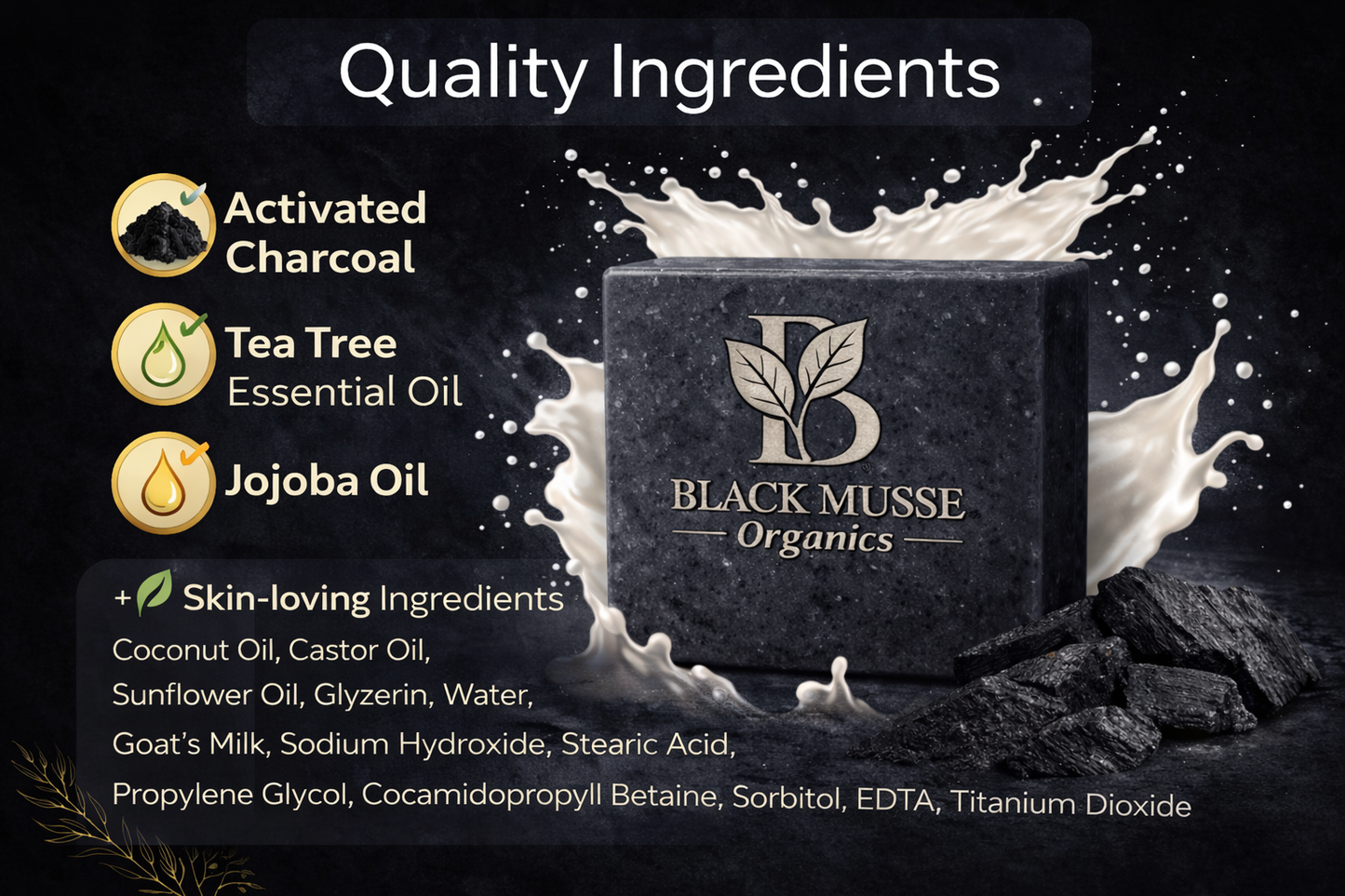 Charcoal Infused Oil Bar – Goat Milk Soap (Pack of 3)